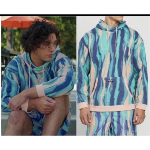 Adidas Originals Pullover Hoodie Sweatshirt Men's Medium Pastel Marbled TV Worn - Picture 3 of 11